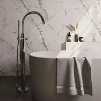 Brauer Stripe vrijstaande badmengkraan SET 01 met staaf handdouche en doucheslang chroom