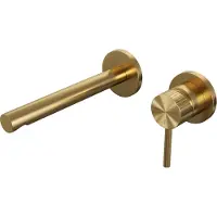 Brauer Stripe inbouw wastafelmengkraan met rechte uitloop en rozetten model A1 goud geborsteld PVD