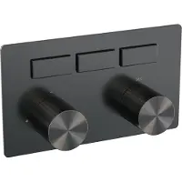 Brauer Stripe 3-weg Inbouwthermostaat Met Drukknoppen - Geborsteld Gunmetal PVD - Kranen, Badkranen, Inbouw Badkranen - 8720724564801