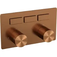 Brauer Stripe 3-weg Inbouwthermostaat Met Drukknoppen - Geborsteld Koper PVD - Kranen, Badkranen, Inbouw Badkranen - 8720724564795