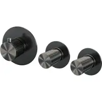 Brauer Stripe inbouwthermostaat en 2 stopkranen met in- en afbouwdelen gunmetal geborsteld PVD