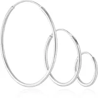 Elenza AMS Elenza drie Zilverkleurige Hoepel Oorbellen - 12mm, 20mm, 30mm