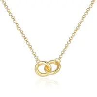 Elenza AMS Elenza Goudkleurige Ketting met Twee Verweven Cirkelvormen in 925 Sterling Zilver