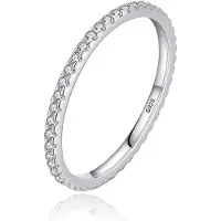 Elenza AMS Elenza Sterling .925 Zilveren Draagbare Eternity Ring met Zirkonia-18mm