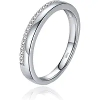 Elenza AMS Elenza Sterling .925 Zilveren Klassieke Band met Zirkonia-19mm