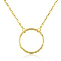 Elenza AMS Elenza Goudkleurige Ketting met Cirkel Hanger in 925 Sterling Zilver