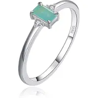 Elenza AMS Elenza Sterling .925 Zilveren Ring met Smaragdgroene Steen en Zirkonia-15mm