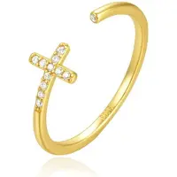 Elenza AMS Elenza .925 Ring met Kruis en Zirkonia - 18k plated