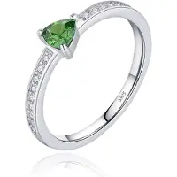 Elenza AMS Elenza Sterling .925 Zilveren Ring met Groene Driehoekige Steen en Zirkonia-15mm