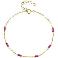 Elenza AMS Elenza Goudkleurige Armband met Paarse Stenen in 925 Sterling Zilver