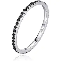 Elenza AMS Elenza Sterling .925 Zilveren Eternity Ring met Zwarte Zirkonia-15mm