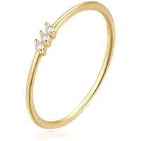 Elenza AMS Elenza Thin .925 Zilveren Ring met Drie Zirconia's en Gouden Plating – 1mm-18mm