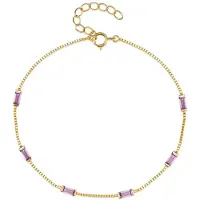 Elenza AMS Elenza Goudkleurige Armband met Roze Stenen in 925 Sterling Zilver