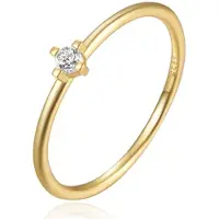 Elenza AMS Elenza Thin .925 Zilveren Ring met Klein Bloemmotief en Gouden Plating – 1mm-17mm