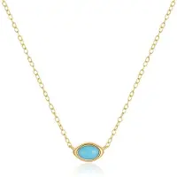 Elenza AMS Elenza Goudkleurige Ketting met Turkoois Oog in 925 Sterling Zilver