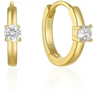 Elenza AMS Klassieke Elenza Goudkleurige Oorbellen met Solitaire Zirkonia – Tijdloze Dames Sieraden