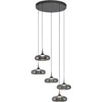 Schöner Wohnen Glazen hanglamp Posh, dimbaar, alu / grijs / zink, Woon-/ Eetkamer, Glas, Modern, hanglamp