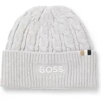 BOSS Beanie voor kinderen met gebreid kabelpatroon en logostiksel