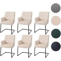 Mendler Set van 6 schommelstoelen HWC-N60, geschikt voor eetkamer of keuken, stoel, bekleding: stof/textiel, kleur: crème-beige