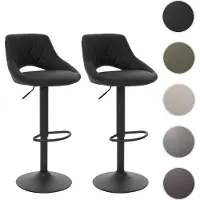 Mendler Set van 2 barkrukken HWC-N64, barkruk/barstoel, voetsteun draaibaar, kunstleer, metaal zwart