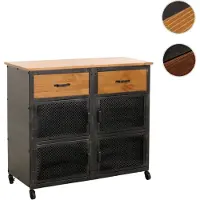 Mendler Werkplaatswagen HWC-N28, transportwagen, met 2 lades, 3D-structuur van metaal en hout, 90x100x40 cm zwart, naturel