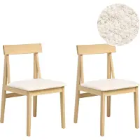 Beliani ISLE - Eetkamerstoel set van 2 - Lichtbruin/Lichtbeige - Rubberhout