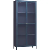 En.casa Vitrinekast Säkylä 180x80x35 cm marineblauw []