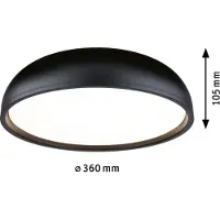 Paulmann Plafondlamp Oka, zwart, Badkamer, Kunststof, Modern, Plafondlamp badkamer