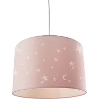 Olucia - STARS - Kinder Slaapkamer Hanglamp - Roze / Wit - Geschikt voor Kinderkamer/Tienerkamer/Babykamer - Vorm: Cilinder