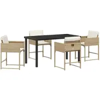 vidaXL Tuin Eettafel Set 5 st Beige poly rattan