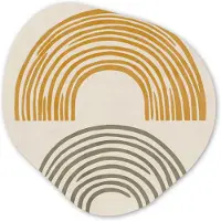 MuchoWow Organische wanddecoratie 40x40 cm - Organisch schilderij Bogen - Lijnen - Oranje - Minimalistisch - Muurdecoratie woonkamer - Kamer decoratie - Schilderijen - Muurcirkel aesthetic