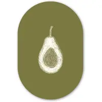 MuchoWow Muurovaal 60x90 cm - Ovale wanddecoratie Avocado - Minimalistisch - Illustratie - Groen - Ovalen schilderij - Muurdecoratie woonkamer - Kamer decoratie - Schilderijen - Wandcirkel