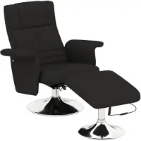 Merax Draaibare Relaxfauteuil met Voetenbank – Zwart – Ligfunctie tot 135° – Massagestoel met 8-Punts Vibratiemassage via Afstandsbediening