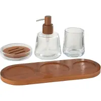 J-Line zeepdispenser On Tray - glas - donkerbruin/transparant