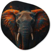 MuchoWow Organische wanddecoratie 90x90 cm - Organisch schilderij Olifant - Oranje - Oren - Muurdecoratie woonkamer - Kamer decoratie - Schilderijen - Muurcirkel aesthetic
