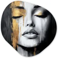 MuchoWow Organische wanddecoratie 60x60 cm - Organisch schilderij Gezicht - Vrouw - Penseelstreken - Abstract - Muurdecoratie woonkamer - Kamer decoratie - Schilderijen - Muurcirkel aesthetic
