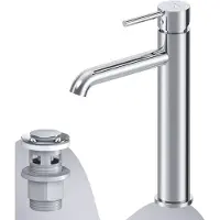 AM.PM Badkraan met pop-up afvoer voor wastafel, chroom. Wastafelkraan met afvoer set, 1 1/4 inch, messing