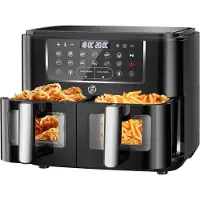 Equivera Dubbele Airfryer - Dubbele Mand - Dual Cook - Heteluchtfriteuse - Verschillende Programma's - Dual Zone - Mega
