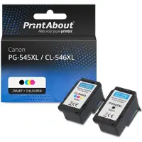 PrintAbout Inktcartridge PG-545XL / CL-546XL Zwart + 3 kleuren Multipack Hoge capaciteit geschikt voor Canon