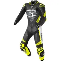 MUGENRACE Impegnato Zwart Wit Neon Geel Geperforeerd 2-Delig Motorpak Maat 48