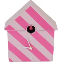 Housevitamin Wandklok - Kuuklok - Streepjespatroon/Roze - 24x27x9 cm