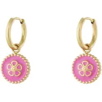 Yehwang Oorbellen met een bloemenmotief Rose Red