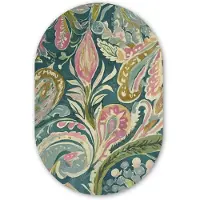 MuchoWow Muurovaal 40x60 cm - Ovale wanddecoratie Patroon - Kleurrijk - Sierlijk - Groen - Ovalen schilderij - Muurdecoratie woonkamer - Kamer decoratie - Schilderijen - Wandcirkel
