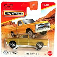 Matchbox 1968 CHEVY C10 GOLD METALIC 110/125 1:64 CHEVROLET PICKUP USA SHORT CARD