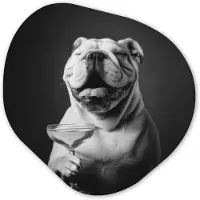MuchoWow Organische wanddecoratie 60x60 cm - Organisch schilderij Buldog - Hond - Glas - Muurdecoratie woonkamer - Kamer decoratie - Schilderijen - Muurcirkel aesthetic