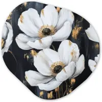 MuchoWow Organische wanddecoratie 60x60 cm - Organisch schilderij Bloemen - Wit - Abstract - Muurdecoratie woonkamer - Kamer decoratie - Schilderijen - Muurcirkel aesthetic