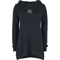 Black premium by emp Gebreide trui - Gebreide trui met capuchon en vetersluiting - S tot XXL - voor Vrouwen - zwart - Maat S