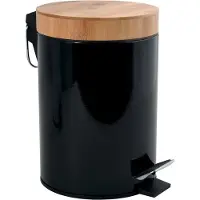MSV Pedaalemmer 3L - AZA - Prullenbak Badkamer - Hout - Zwart