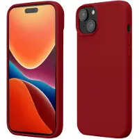 Kwmobile Case voor iPhone 15 - Slank TPU-Hoesje met Zachte Afwerking - In rabarber rood