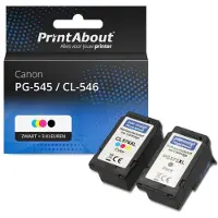 PrintAbout Huismerk Canon PG-545 / CL-546 Inktcartridge Zwart + 3 kleuren Multipack